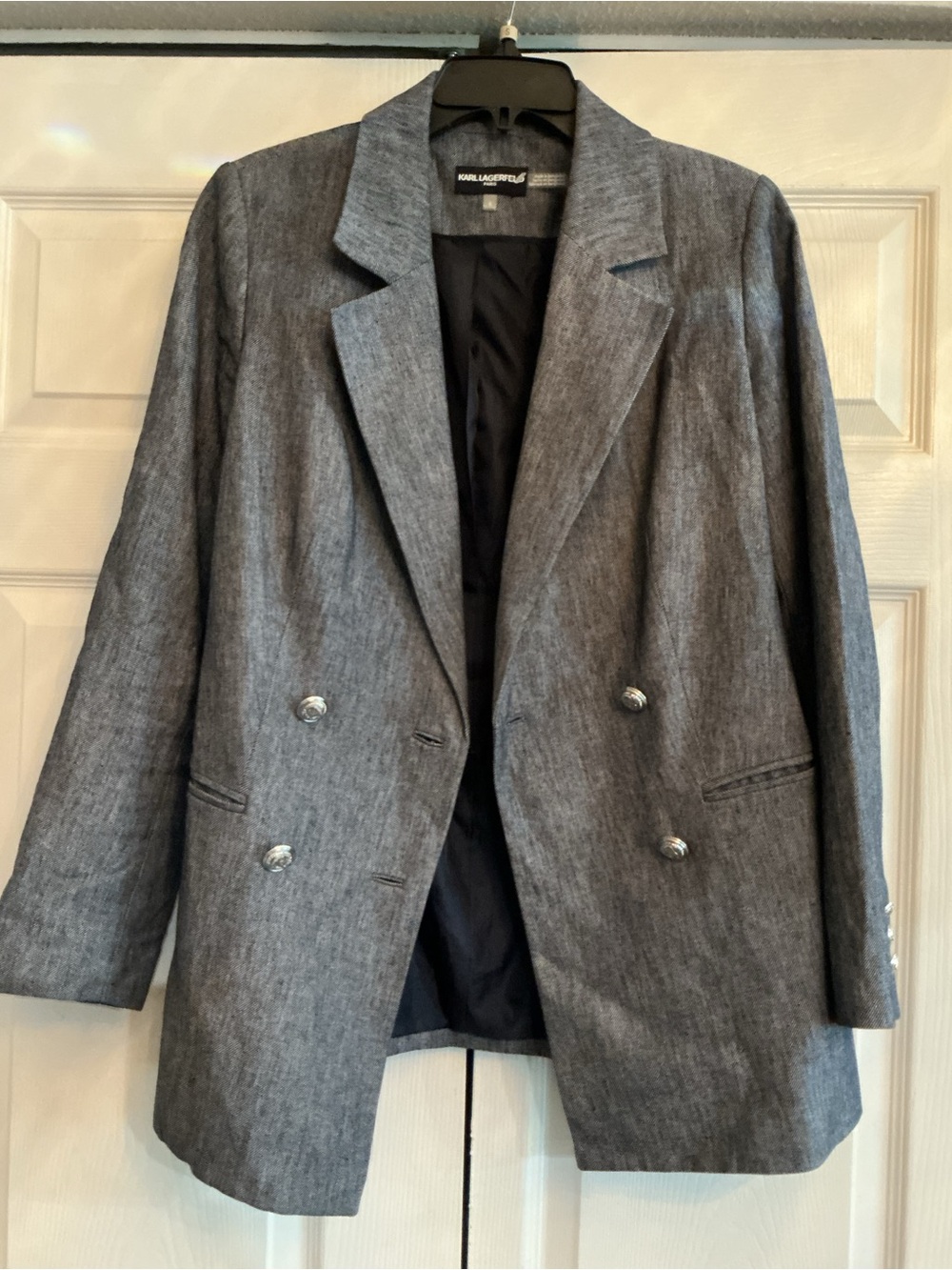 Karl Lagerfeld Heather Gray Double-Breasted Women's Blazer